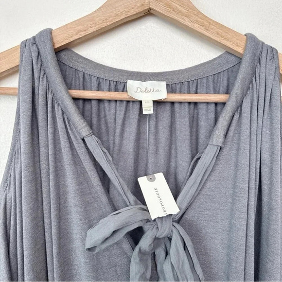 Deletta Anthropologie Womens M/L Tulay  Metallic Shimmer Cold Shoulder Top - Picture 9 of 13
